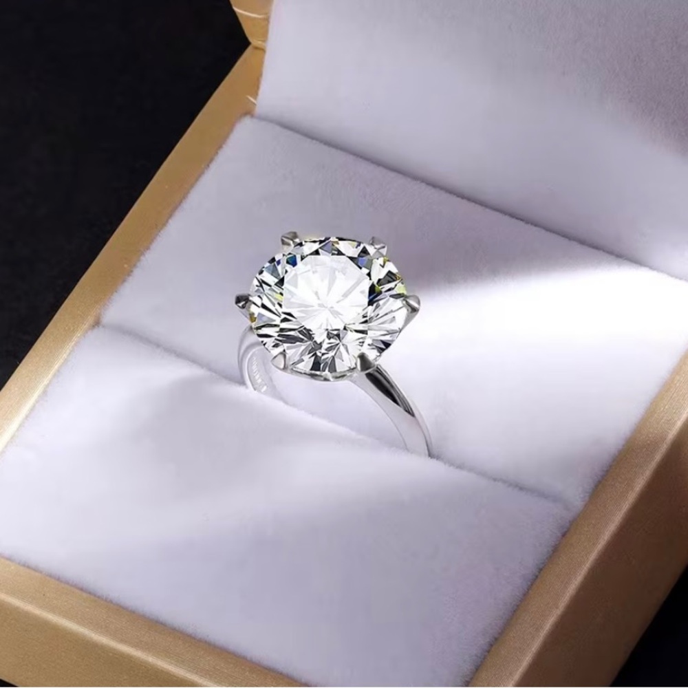 Neiman Marcus Sterling Silver Solitaire Ring with Brilliant Moissanite 5 CTS